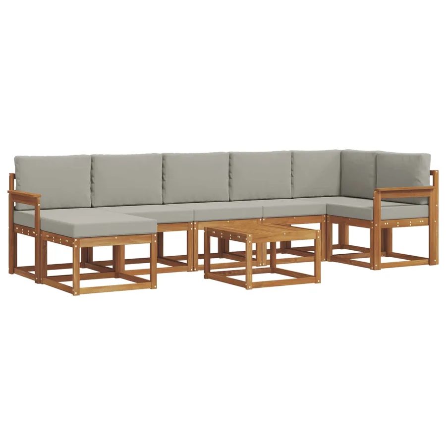 Ensemble de canapés d'extérieur 8 pcs Gris Naturel et Clair - 2