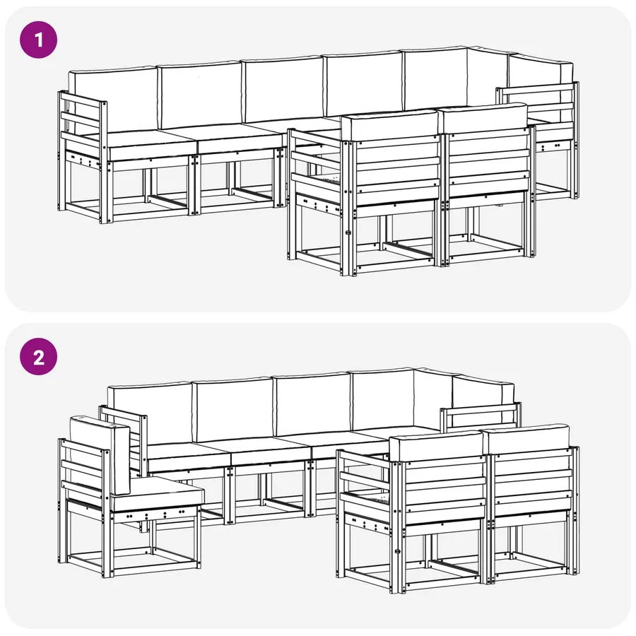 Ensemble de canapés d'extérieur 8 pcs Gris Naturel et Clair - 7