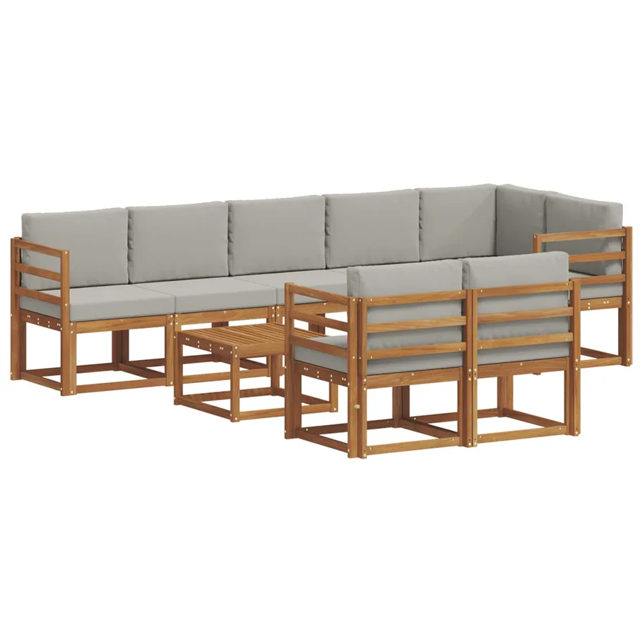 Ensemble de canapés d'extérieur 9 pcs Gris Naturel et Clair - 2