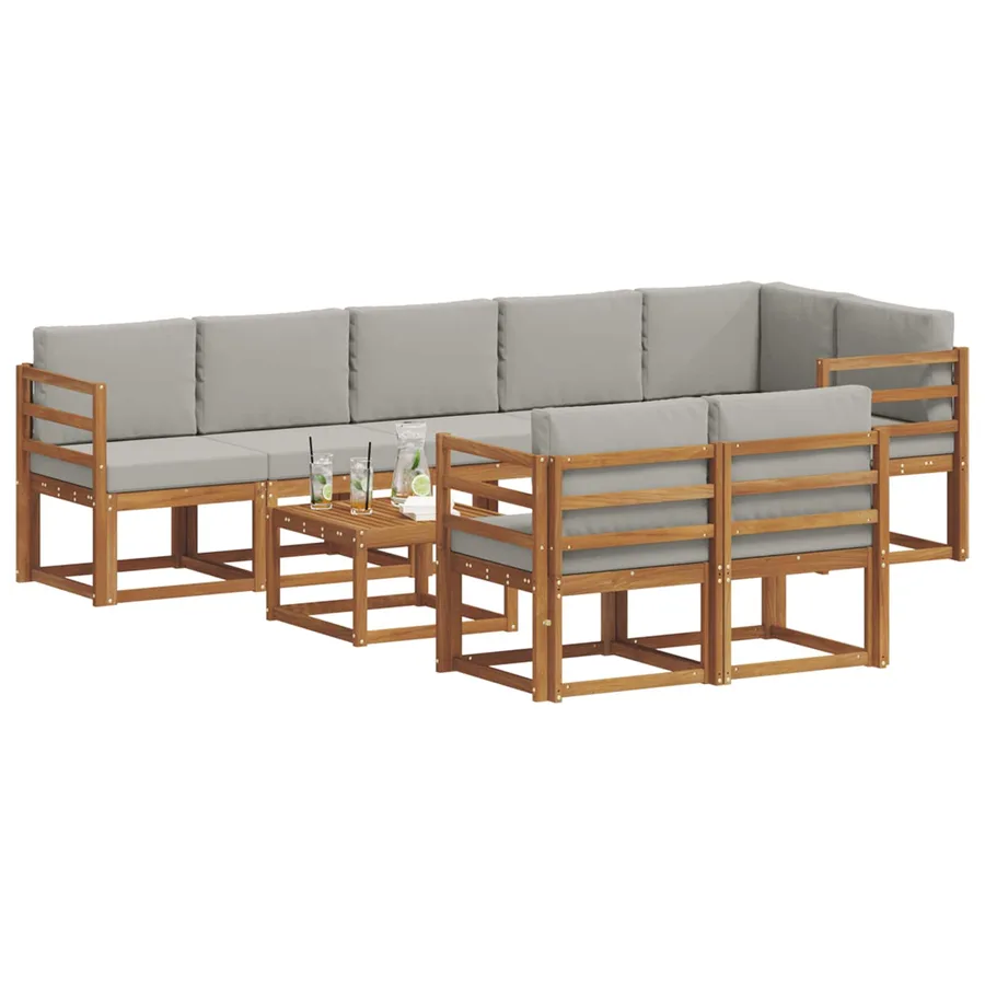 Ensemble de canapés d'extérieur 9 pcs Gris Naturel et Clair - 3