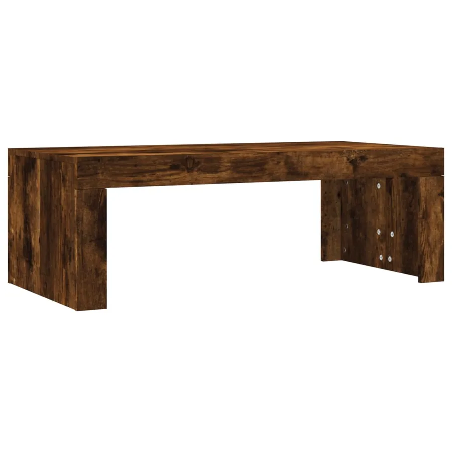 Table basse chêne fumé 102x50x36 cm bois d'ingénierie - 2
