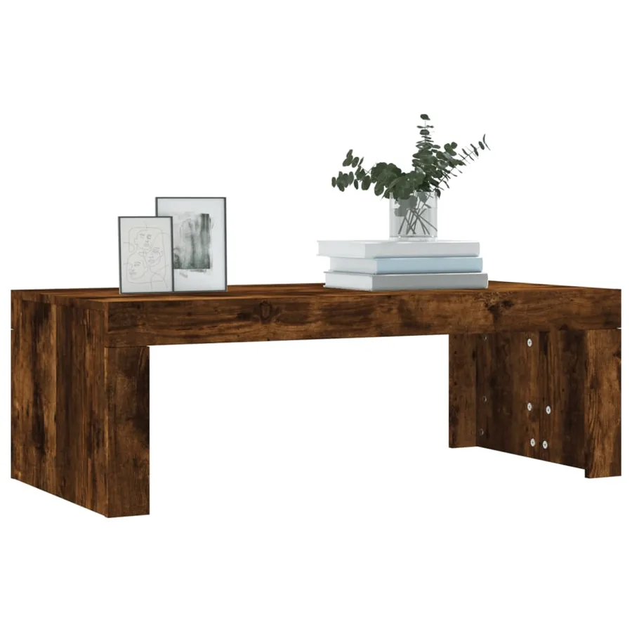 Table basse chêne fumé 102x50x36 cm bois d'ingénierie - 3
