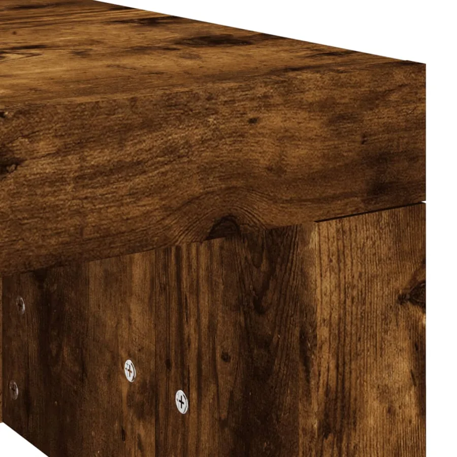 Table basse chêne fumé 102x50x36 cm bois d'ingénierie - 7