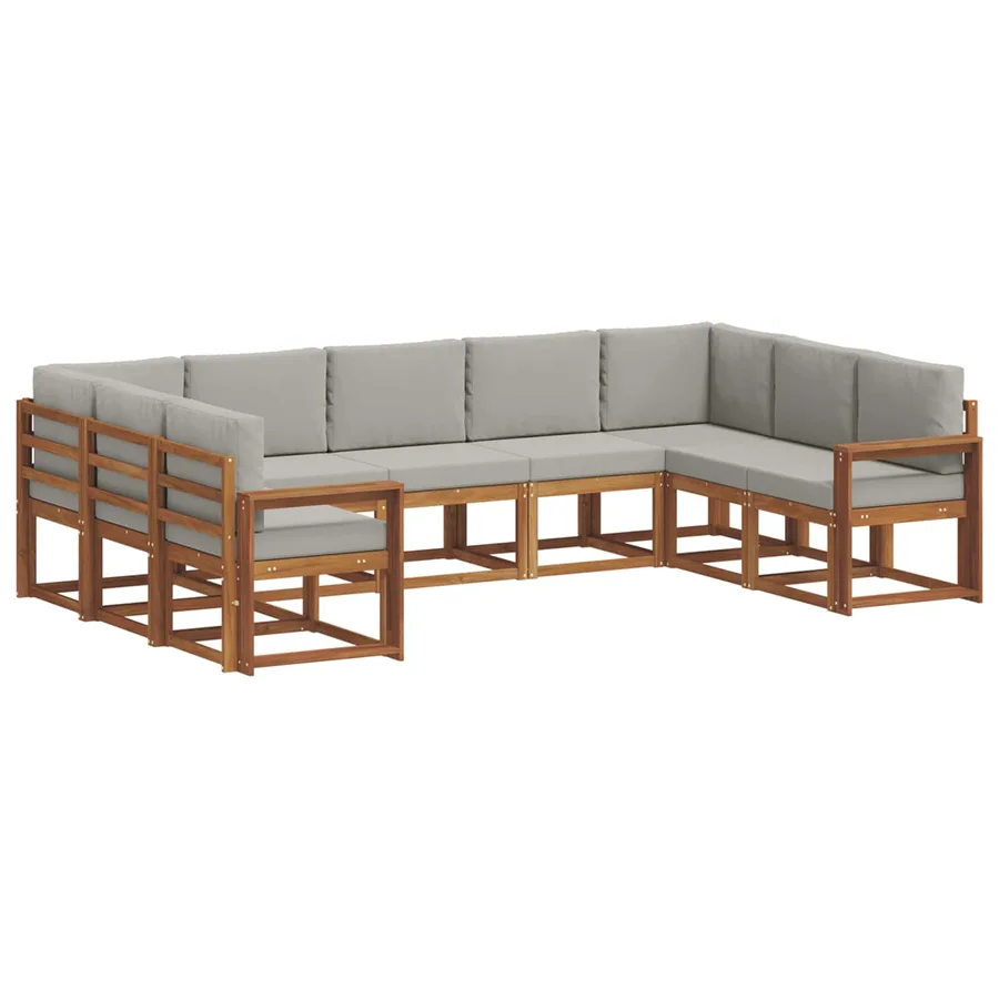 Ensemble de canapés d'extérieur 9 pcs Gris Naturel et Clair - 2