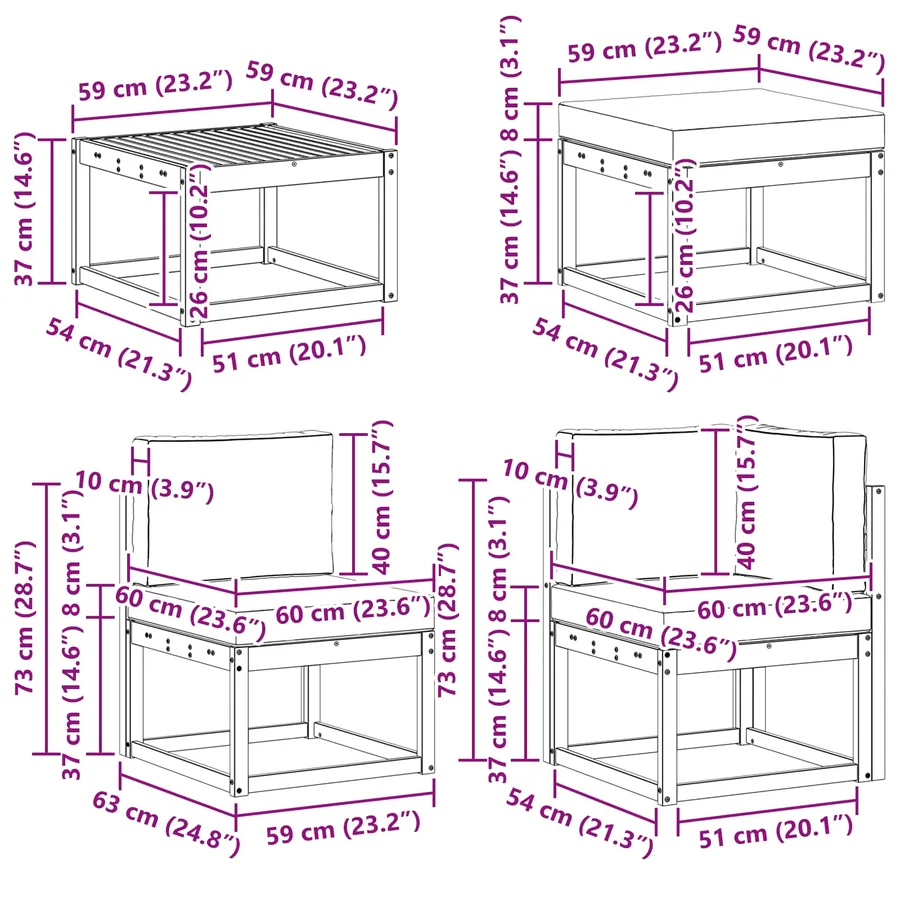Ensemble de canapés d'extérieur 9 pcs Gris Naturel et Clair - 12