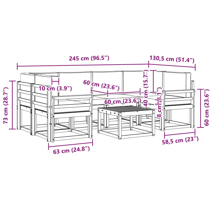 Ensemble de canapés d'extérieur 7 pcs Gris Naturel et Clair - 10