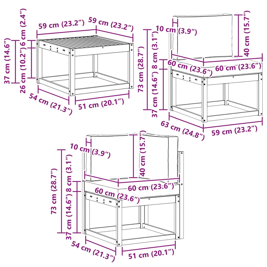 Ensemble de canapés d'extérieur 5 pcs Gris Naturel et Clair - 11