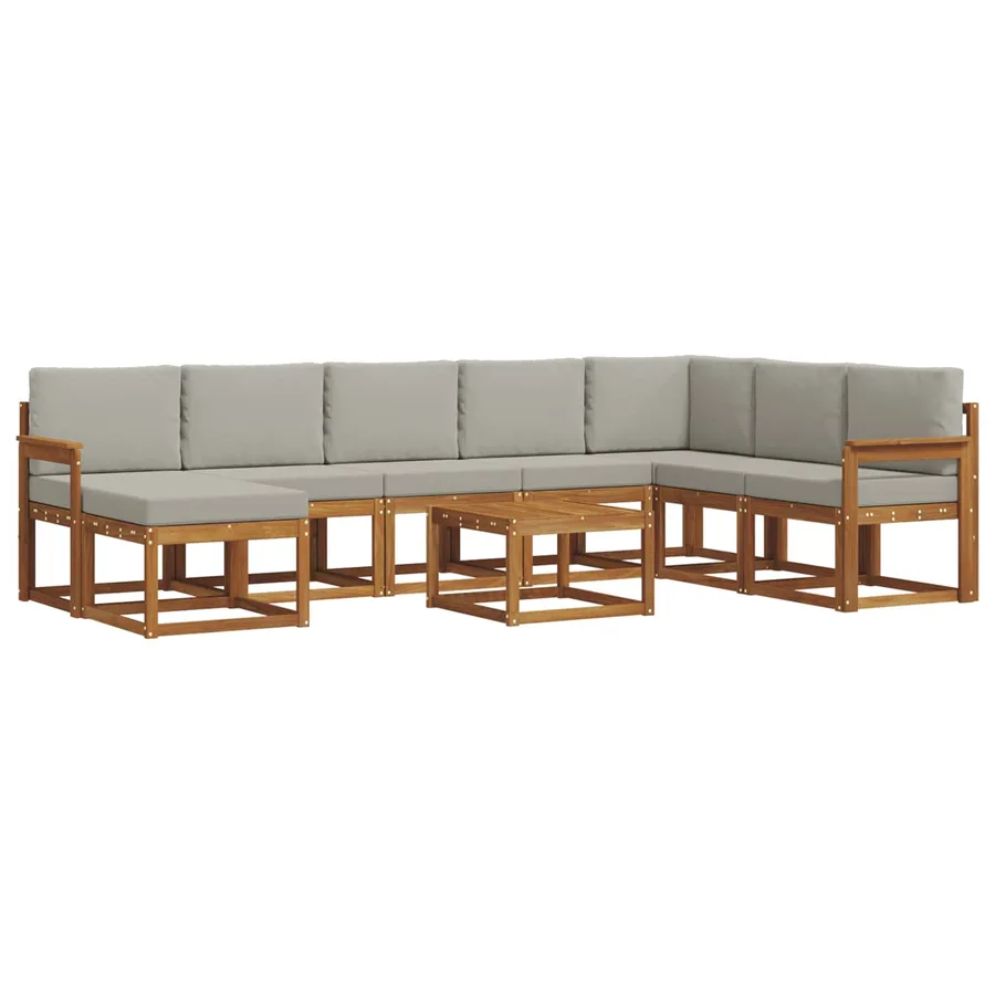 Ensemble de canapés d'extérieur 9 pcs Gris Naturel et Clair - 2