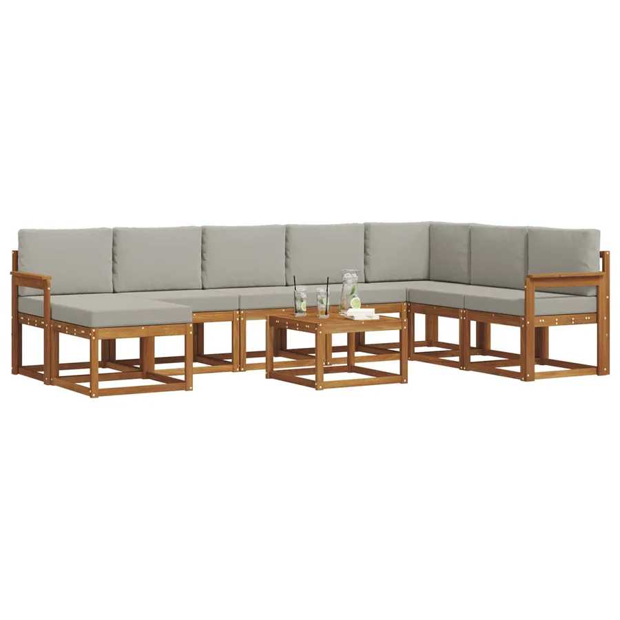 Ensemble de canapés d'extérieur 9 pcs Gris Naturel et Clair - 3