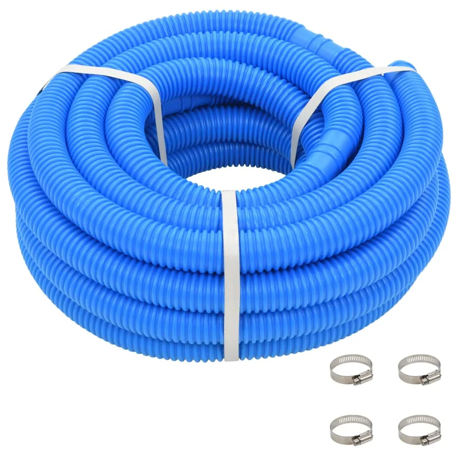 Pool hose with hose clamps Blue 38 mm 12 m