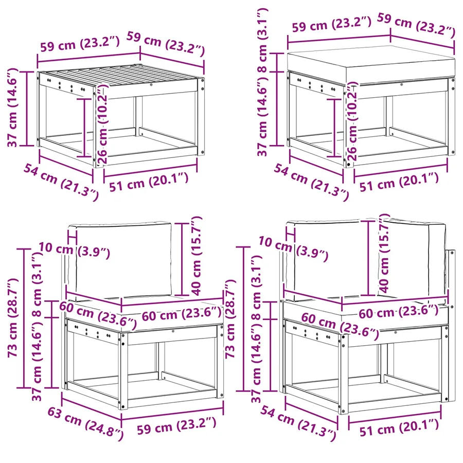 Ensemble de canapés d'extérieur 8 pcs Gris Naturel et Clair - 13