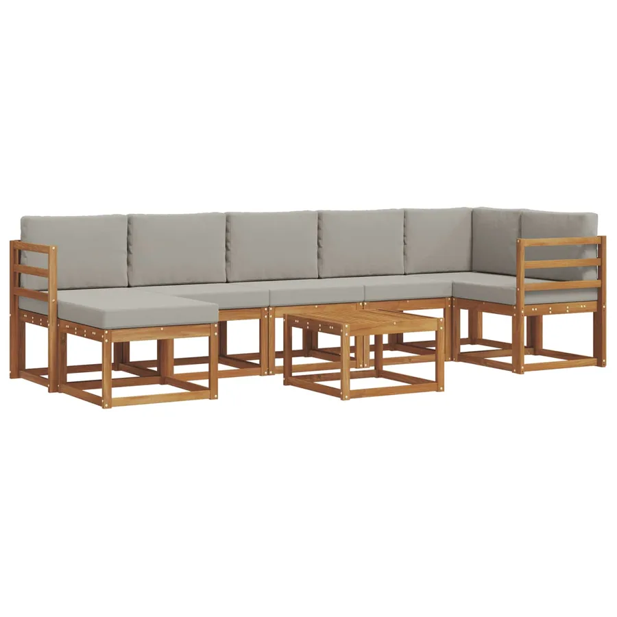 Ensemble de canapés d'extérieur 8 pcs Gris Naturel et Clair - 2