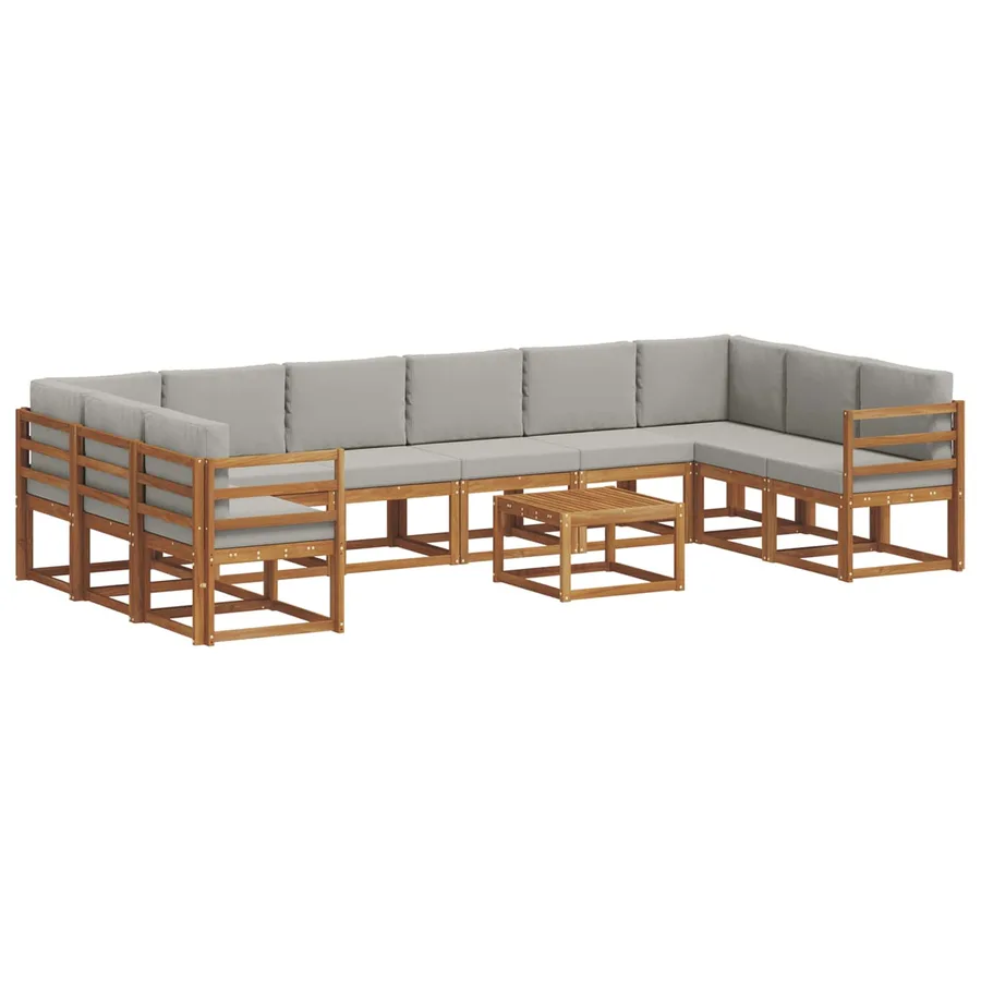Ensemble de canapés d'extérieur 11 pcs Gris Naturel et Clair - 2