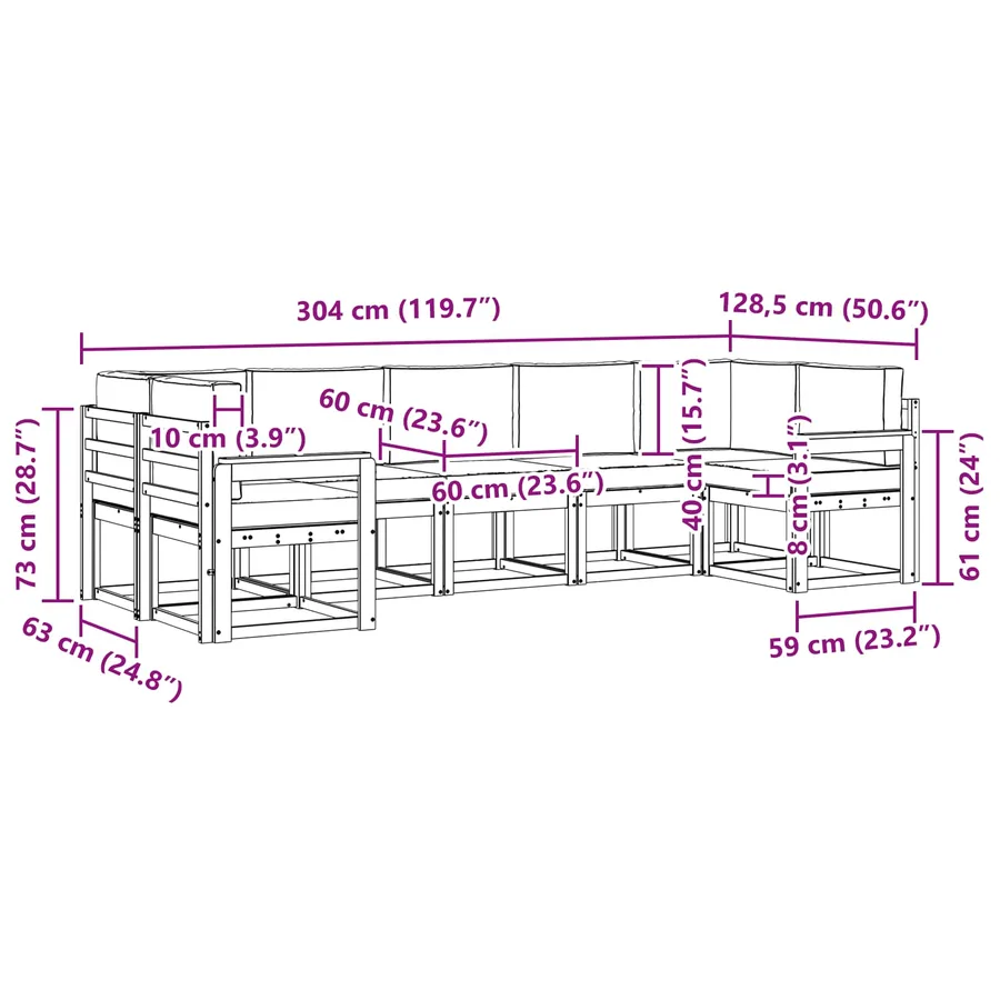 Ensemble de canapés d'extérieur 7 pc Naturel et gris clair - 9