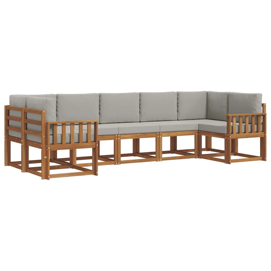 Ensemble de canapés d'extérieur 7 pc Naturel et gris clair - 2