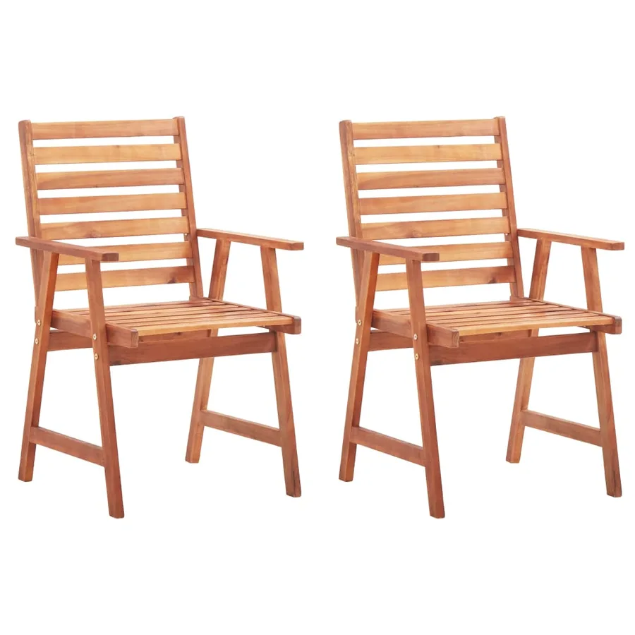 Outdoor dining chairs set of 2 and cushions Solid acacia - 2