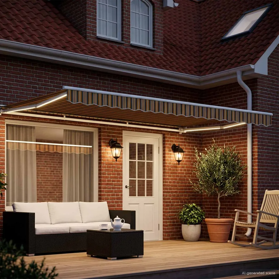 Auvent rétractable électrique Jaune, Gris et Blanc 5 × 3,5 m - 3
