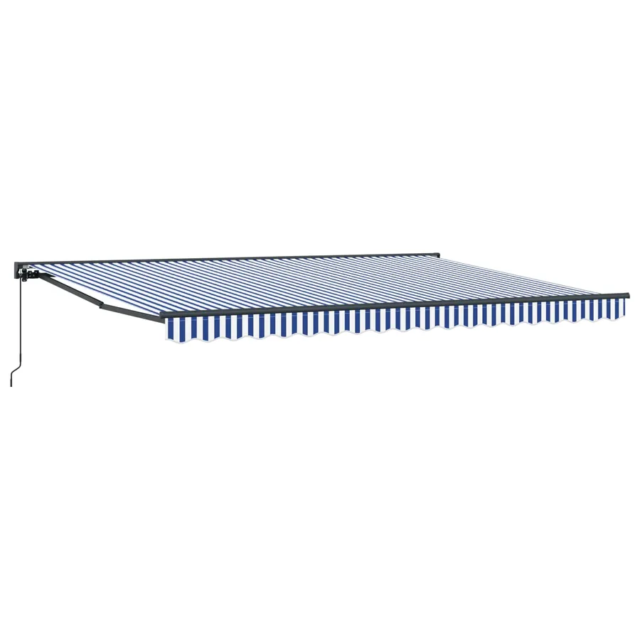 Auvent rétractable manuel Bleu et Blanc 4 × 3,5 m - 2