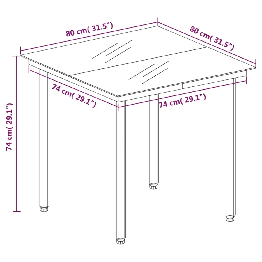 Ensemble à manger de jardin 3 pcs Noir - 7