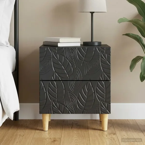 Table de chevet Noir 43 x 34,5 x 48 cm Bois d'ingénierie