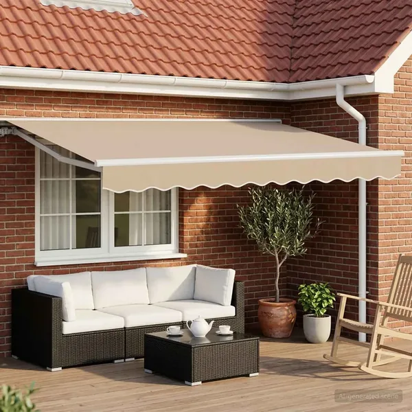 Auvent rétractable électrique Beige et blanc 3 x 2,5 m