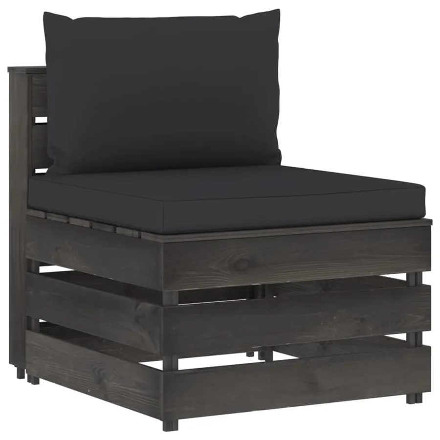 Canapé central sectionnel avec coussins Bois imprégné de gris
