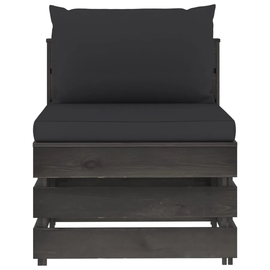 Canapé central sectionnel avec coussins Bois imprégné de gris - 3
