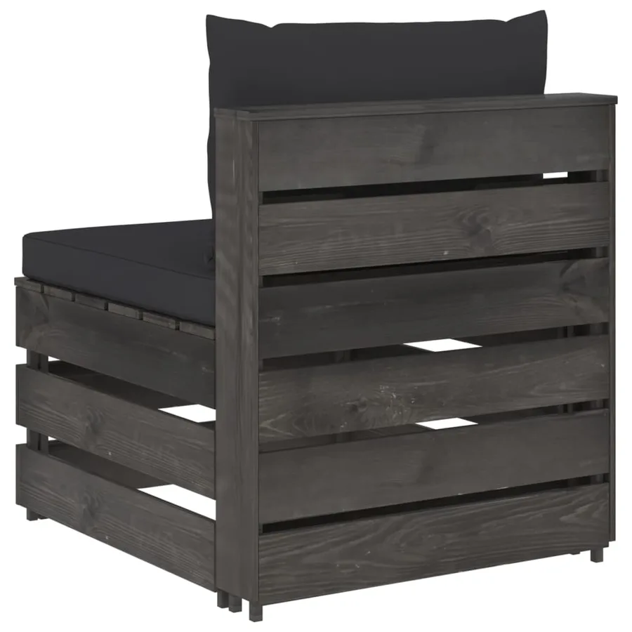 Canapé central sectionnel avec coussins Bois imprégné de gris - 4