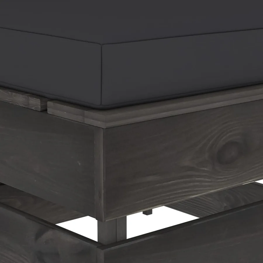 Canapé central sectionnel avec coussins Bois imprégné de gris - 5