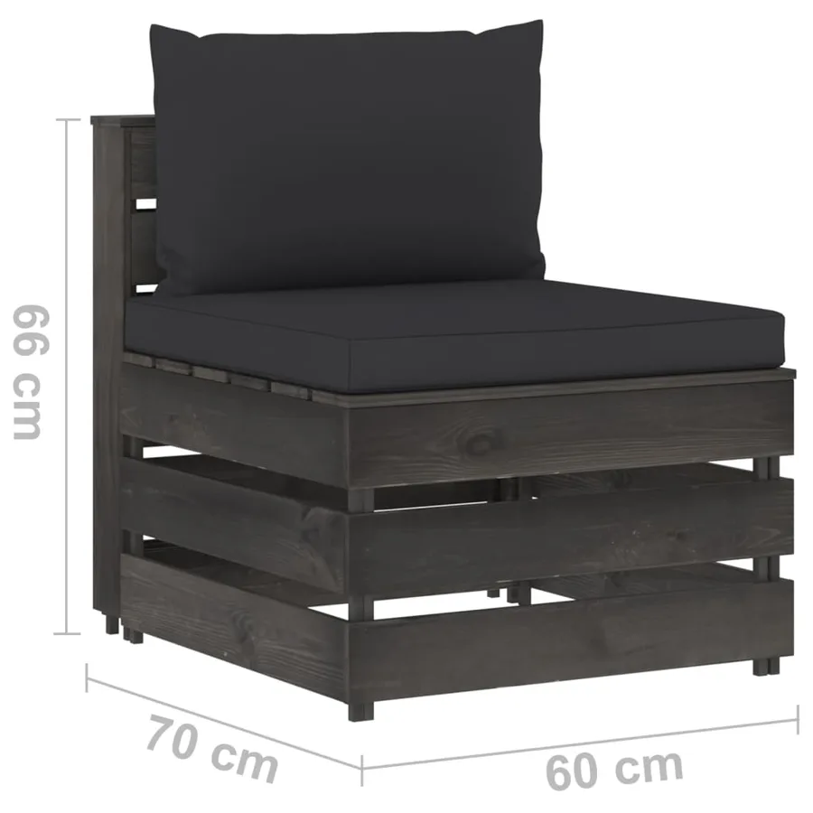 Canapé central sectionnel avec coussins Bois imprégné de gris - 6