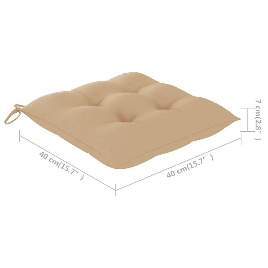 Chaises de jardin et coussins beige lot de 4 Bois teck massif - 12
