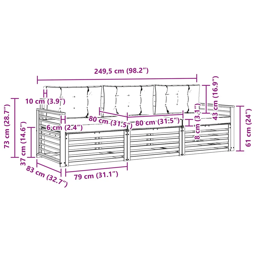 Ensemble de canapés d'extérieur 3 pcs Gris Naturel et Clair - 8