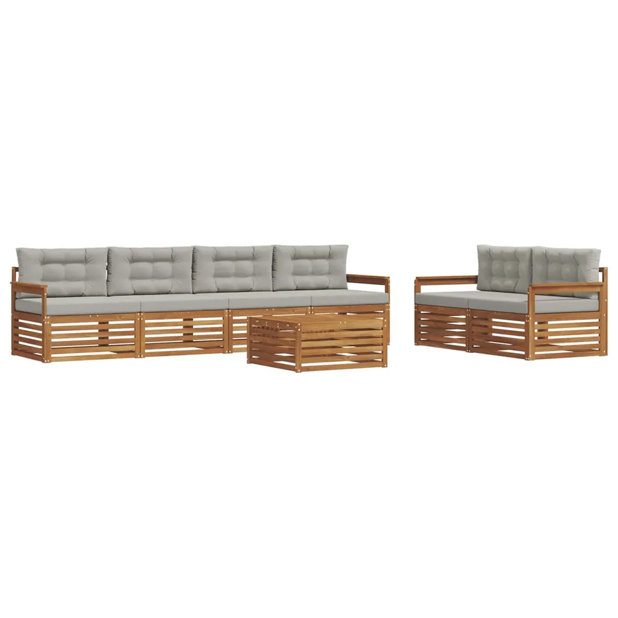 Ensemble de canapés d'extérieur 7 pcs Gris Naturel et Clair - 2