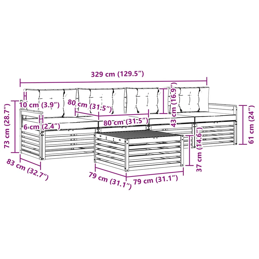 Ensemble de canapés d'extérieur 5 pcs Gris Naturel et Clair - 9