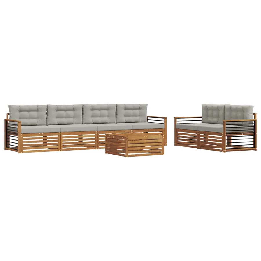 Ensemble de canapés d'extérieur 7 pcs Gris Naturel et Clair - 2