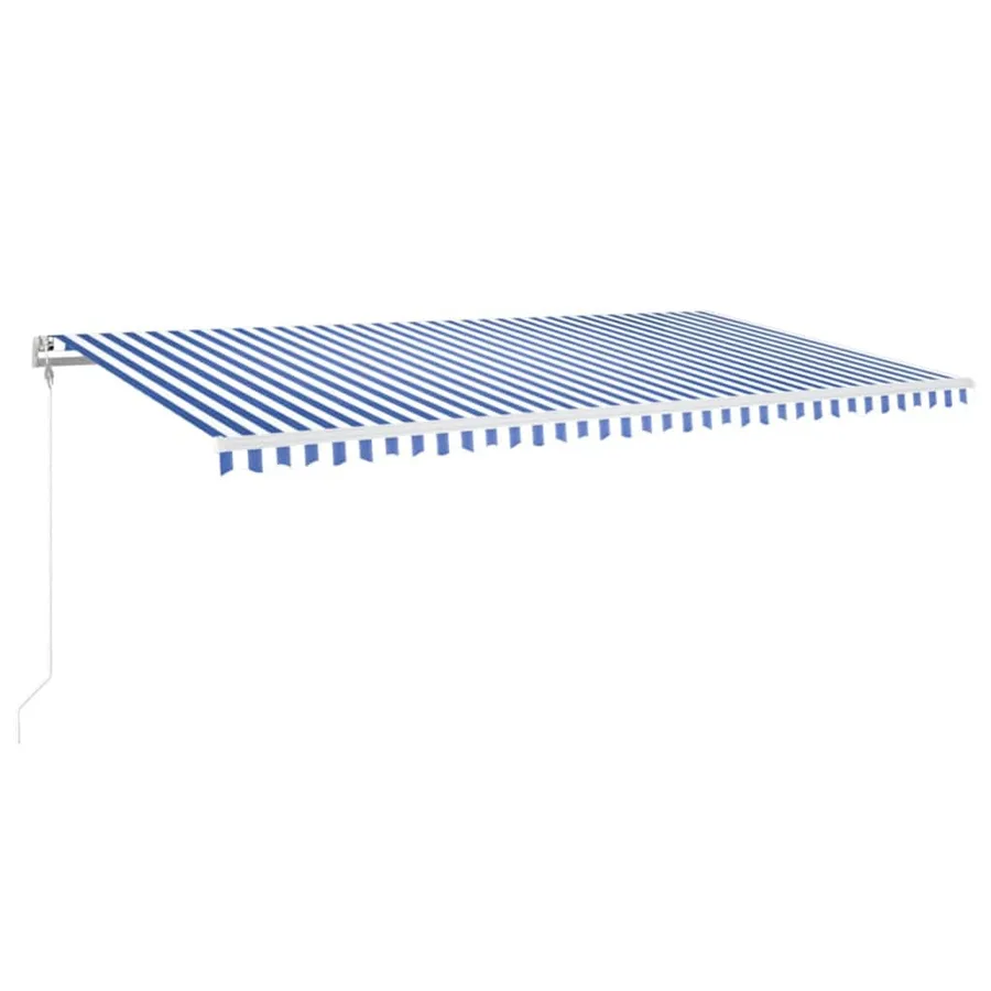 Auvent automatique capteur de vent LED 600x350 cm Bleu et blanc - 2