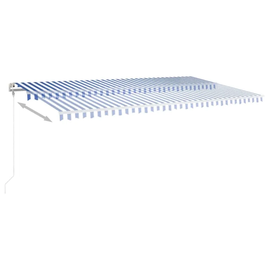 Auvent automatique capteur de vent LED 600x350 cm Bleu et blanc - 9