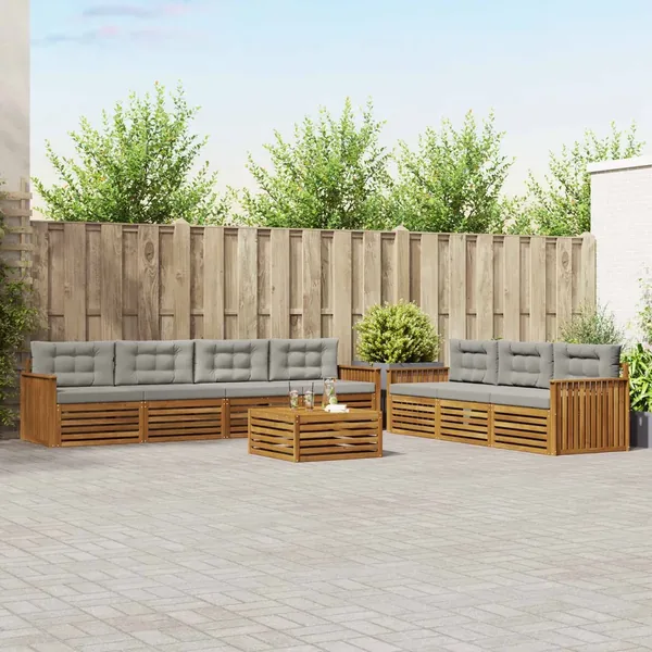 Ensemble de canapés d'extérieur 8 pcs Gris Naturel et Clair