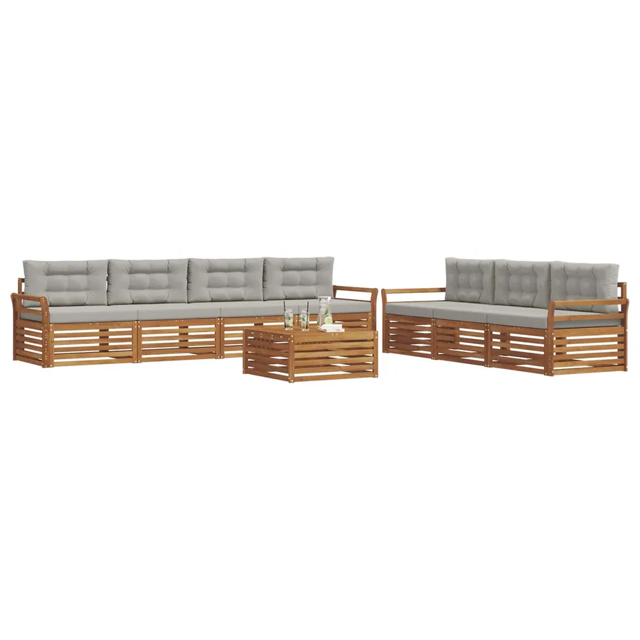 Ensemble de canapés d'extérieur 8 pcs Gris Naturel et Clair - 3