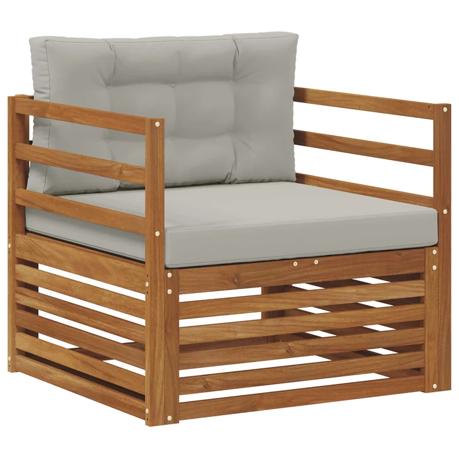 Canapé d’extérieur Bois d'acacia massif et polyester - 2