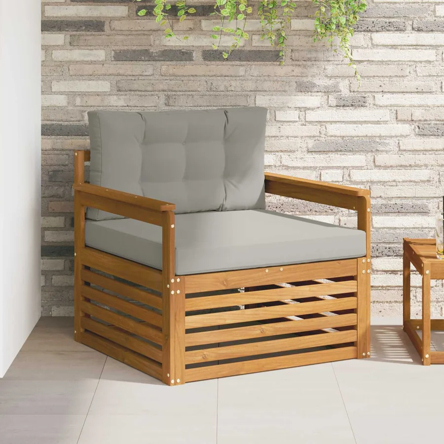 Canapé d’extérieur Bois d'acacia massif et polyester