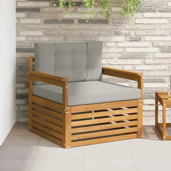 Canapé d’extérieur Bois d'acacia massif et polyester