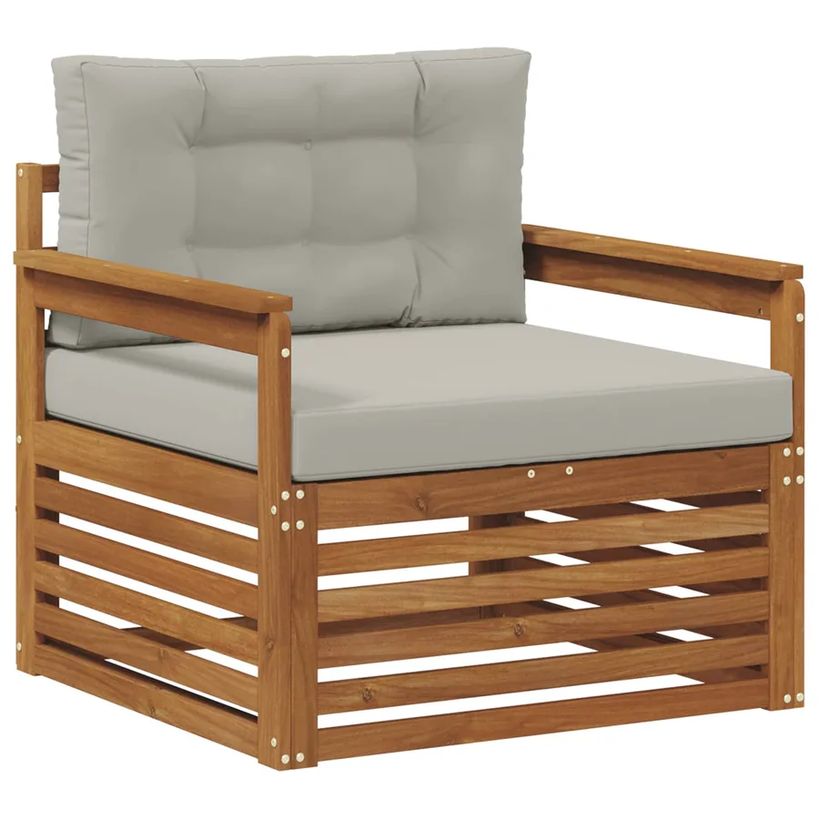 Canapé d’extérieur Bois d'acacia massif et polyester - 2