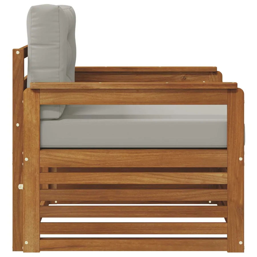Canapé d’extérieur Bois d'acacia massif et polyester - 4