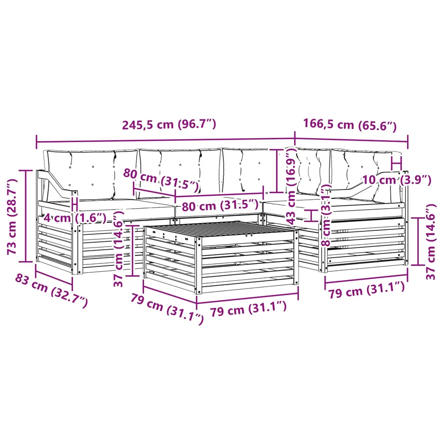 Ensemble de canapés d'extérieur 5 pcs Naturel et Beige - 8