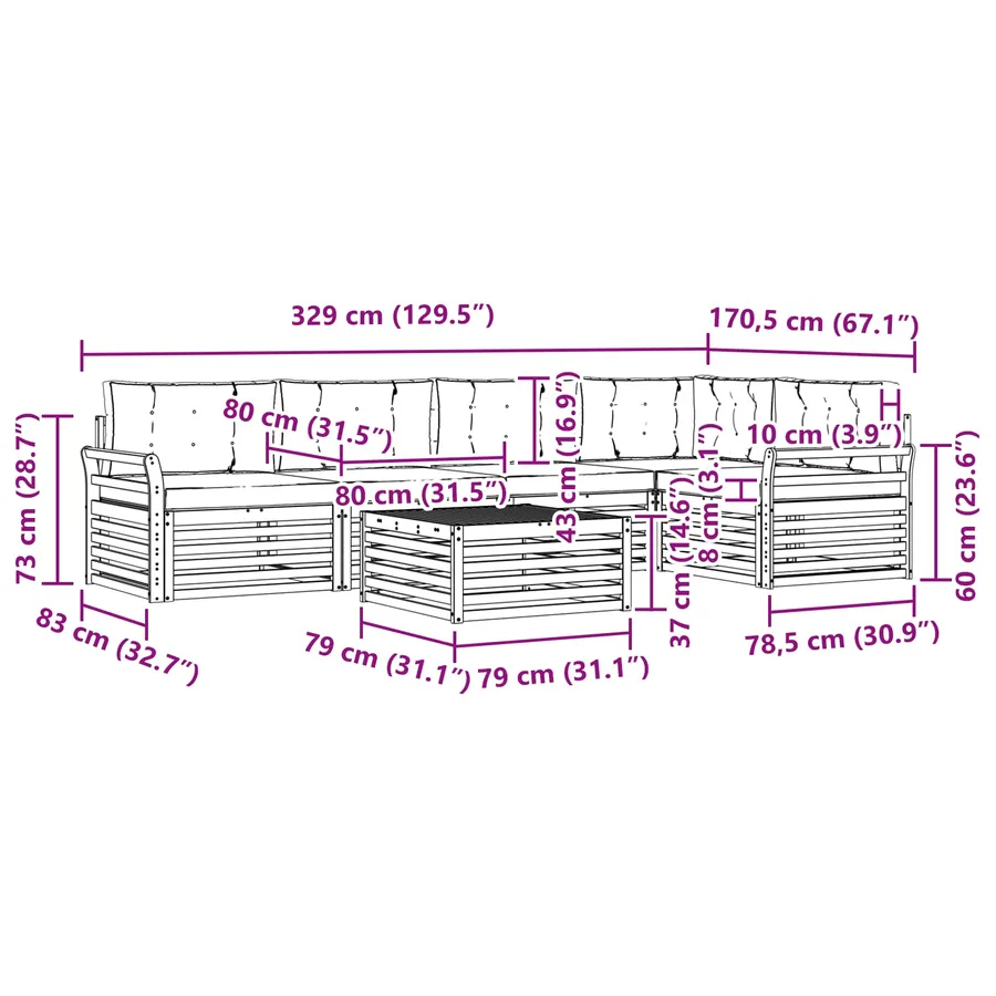 Ensemble de canapés d'extérieur 6 pcs Naturel et Beige - 11