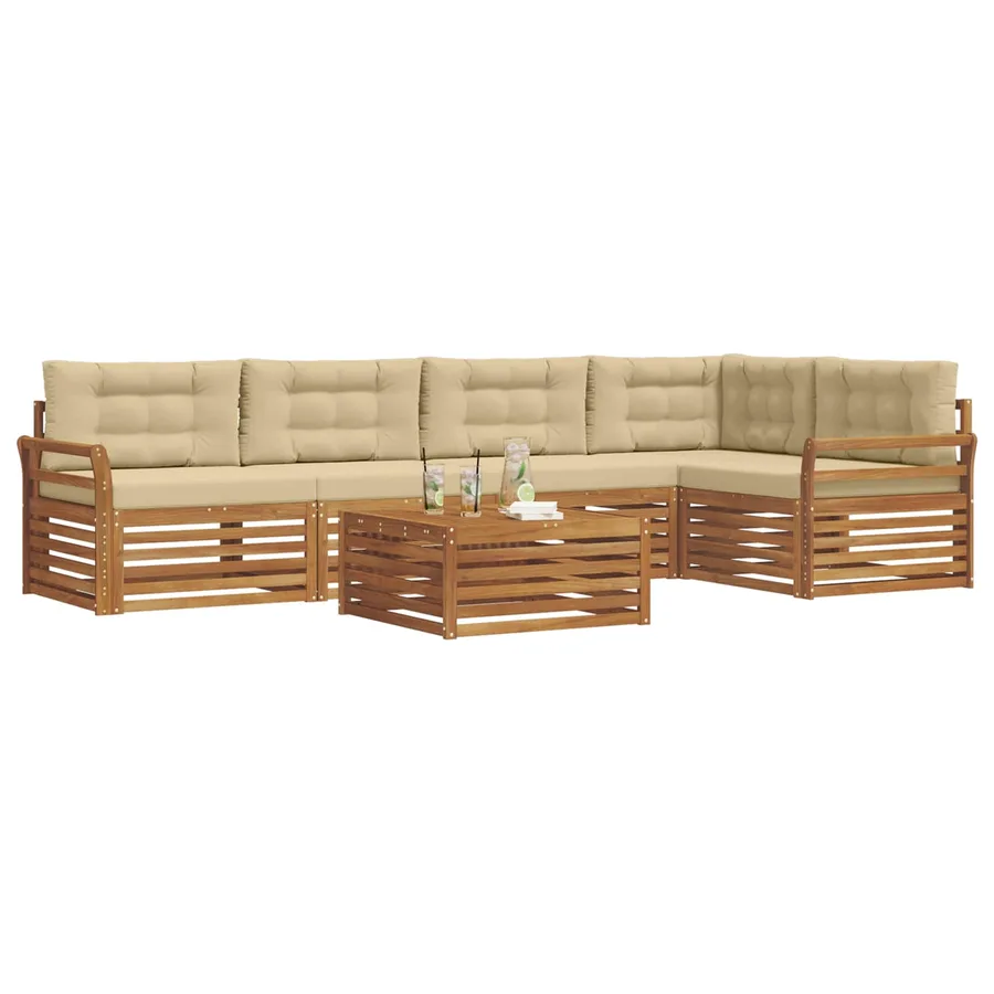 Ensemble de canapés d'extérieur 6 pcs Naturel et Beige - 3