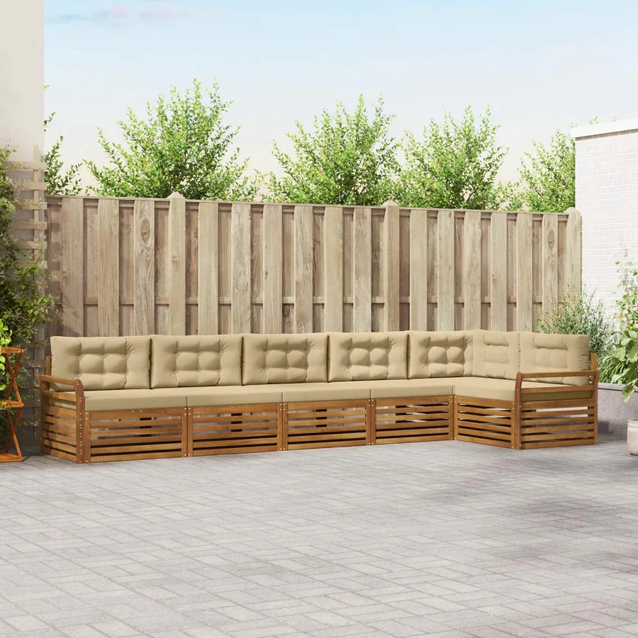 Ensemble de canapés d'extérieur 6 pcs Naturel et Beige