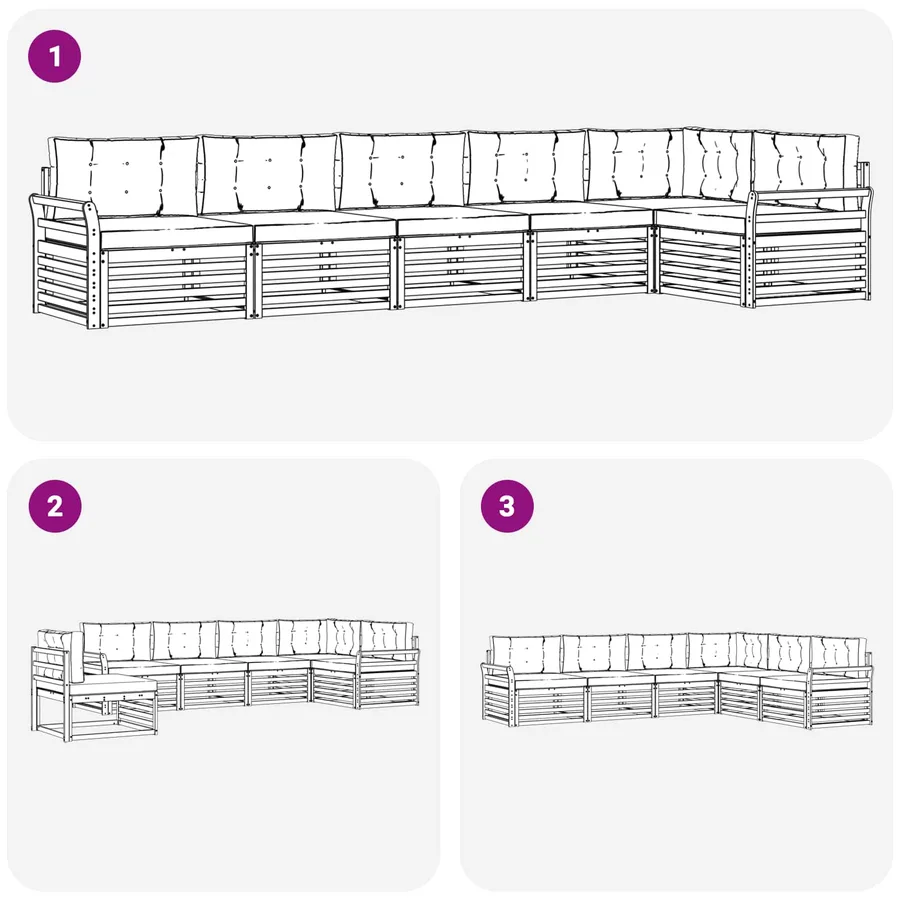 Ensemble de canapés d'extérieur 6 pcs Naturel et Beige - 7