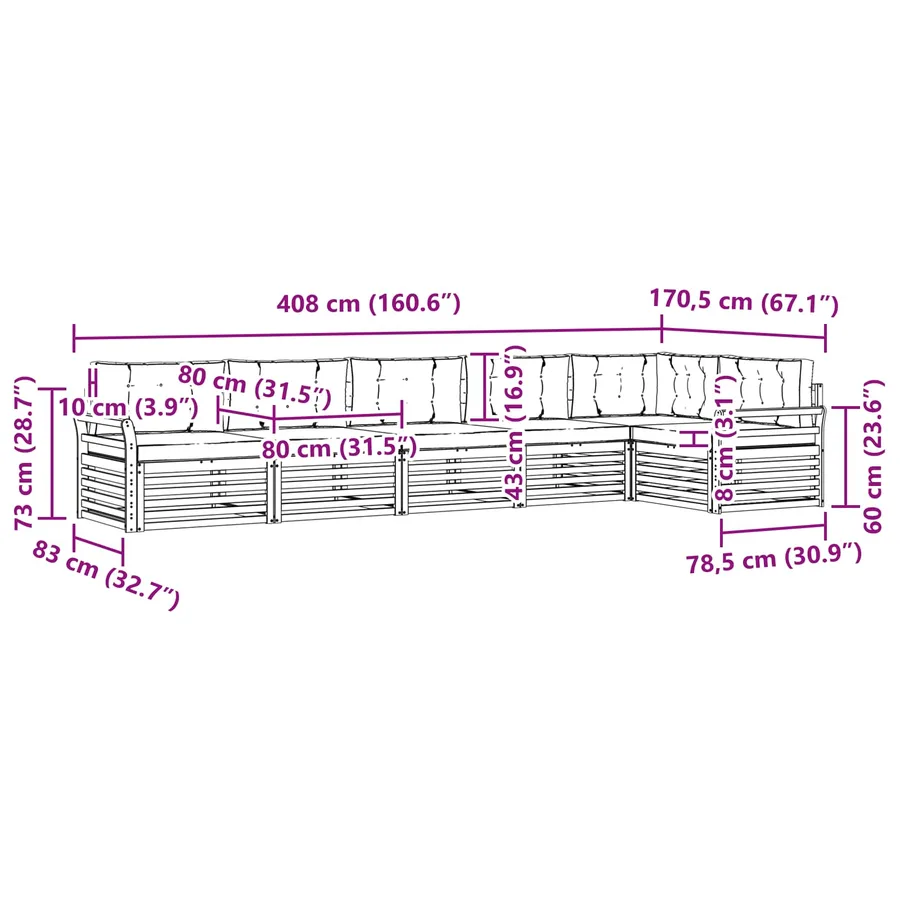 Ensemble de canapés d'extérieur 6 pcs Naturel et Beige - 8